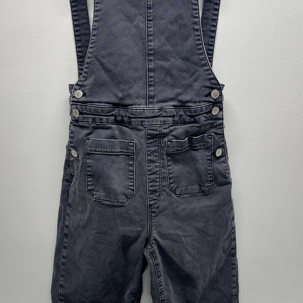 Rollas Denim Bib Overalls High Rise Wide Leg Pants Faded Black Gray Size 8 - Picture 3 of 8